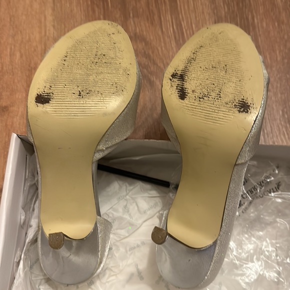 Silver sparkly Open Toe heels formal sparkles - Picture 7 of 9